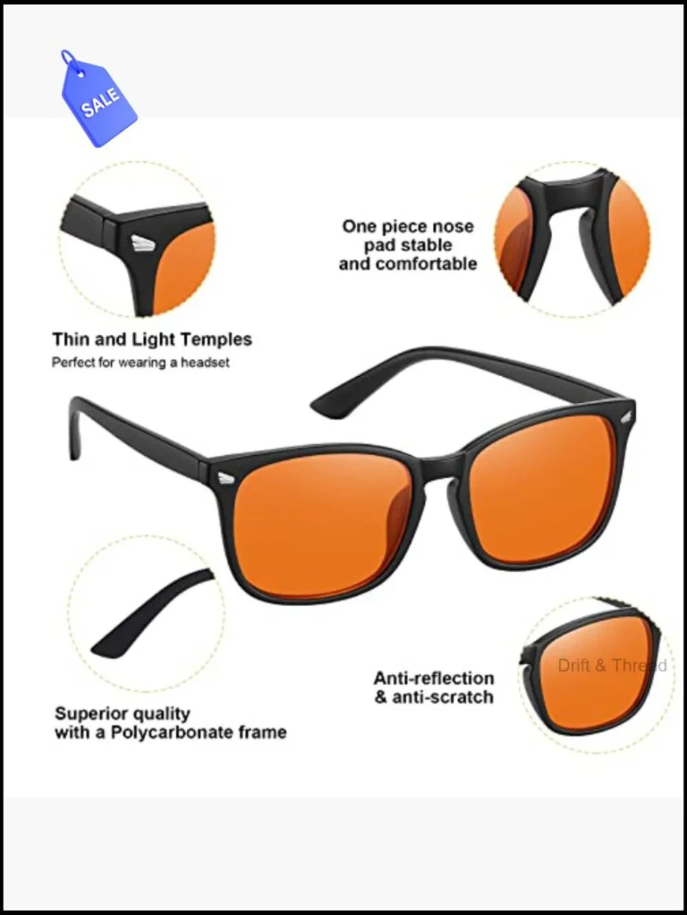 Blue Light Blocking Computer Glasses Gaming Eyewear Lightweight UV
